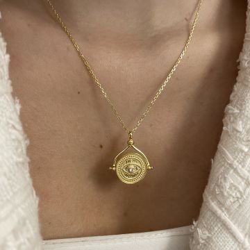 925 Ayar Gümüş İthal Çift Taraflı Tasarım Kolye Karina