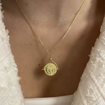 925 Ayar Gümüş İthal Çift Taraflı Tasarım Kolye Karina