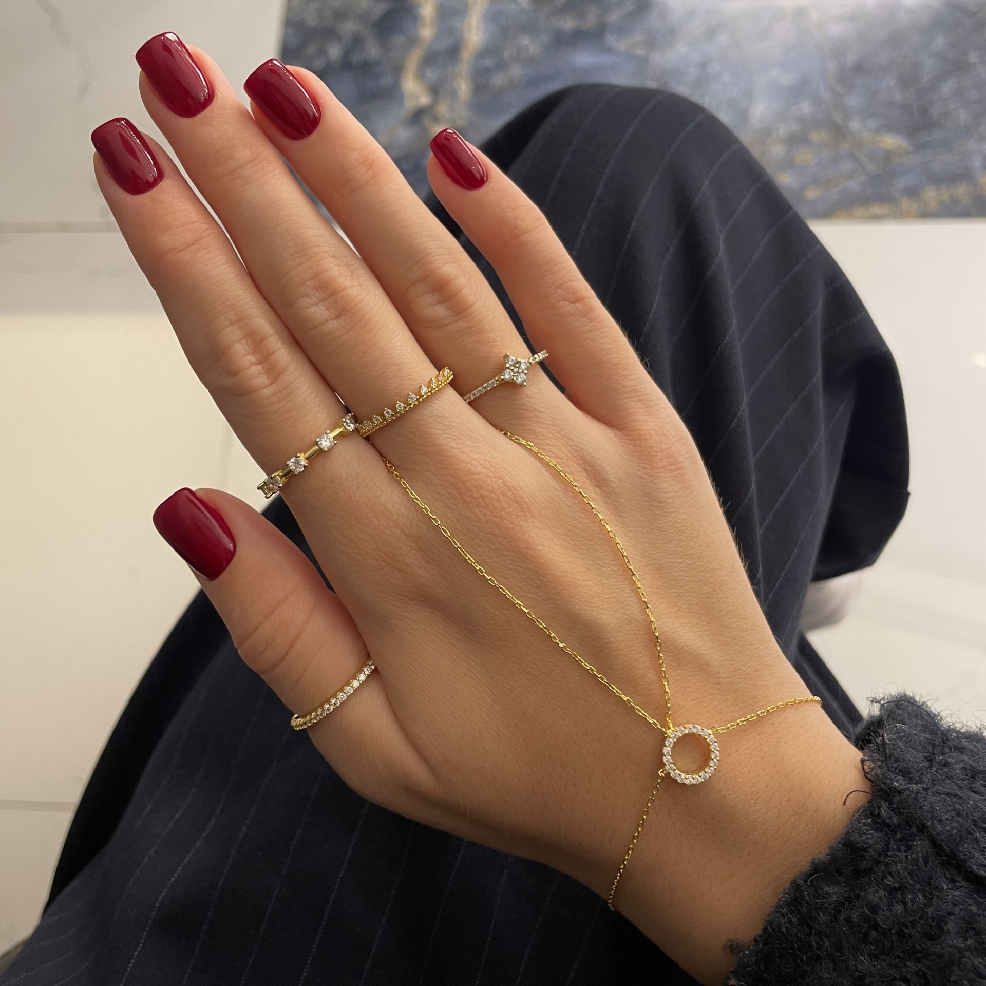 925 Ayar Gümüş İthal Taşlı Halka Detaylı Şahmeran Daria