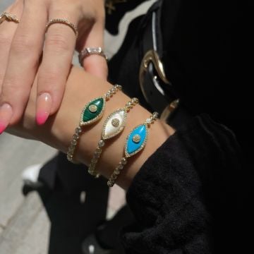 925 Ayar Gümüş Doğal Taş Suyolu Göz Bileklik Adel