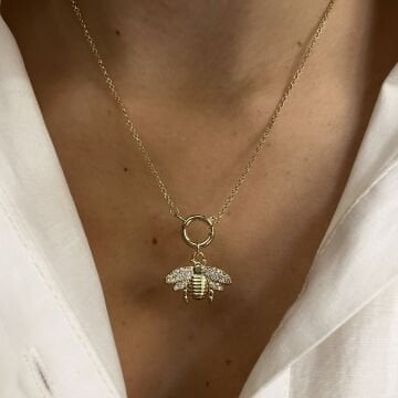 İthal Taşlı Tasarım Arı Kolye