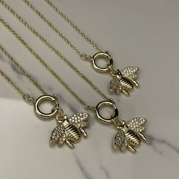 İthal Taşlı Tasarım Arı Kolye