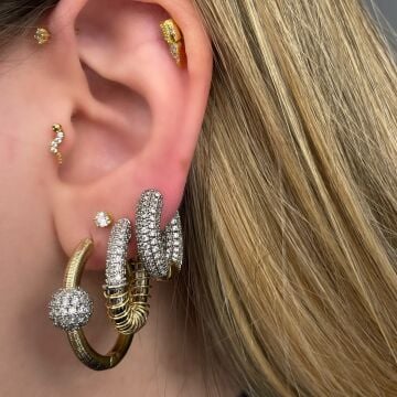 İthal Taşlı Halka Küpe