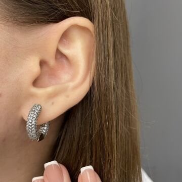 İthal Taşlı Halka Küpe