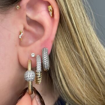 İthal Taşlı Top Model Halka Küpe