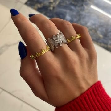 925 Ayar Gümüş Kombin Tasarım Yüzük Lisa