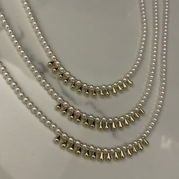 İthal Damla Taşlı İnci Kolye Samira