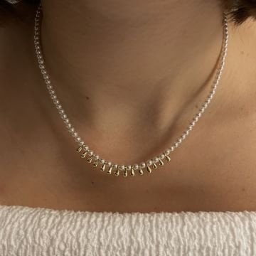 İthal Damla Taşlı İnci Kolye Samira