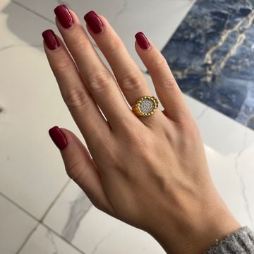 925 Ayar Gümüş İthal Taşlı Tasarım Yüzük Risa