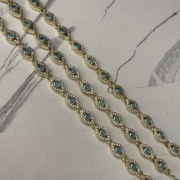 İthal Turkuaz Taşlı Tasarım Göz Bileklik Gözüm