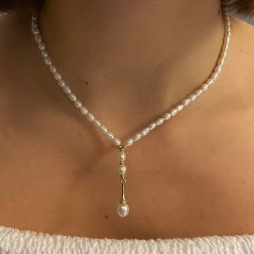 Barok İncili İthal Tasarım Y Kolye