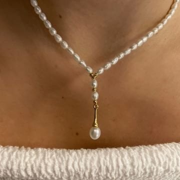 Barok İncili İthal Tasarım Y Kolye