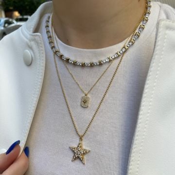 925 Ayar Gümüş İki Renkli Tasarım Kolye Corallo