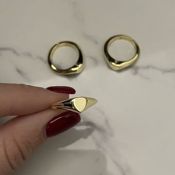 925 Ayar Gümüş Kırmızı Kalp Serçe Parmak Yüzük