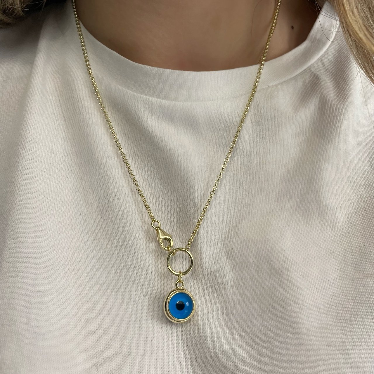 925 Ayar Gümüş Kolye Nazar Boncuğu Gold