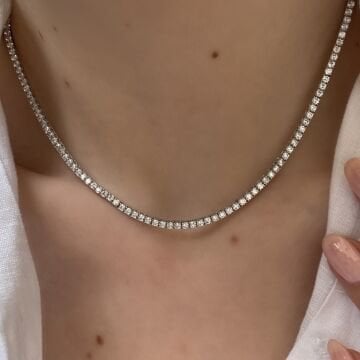925 Ayar Gümüş İthal Swarovski Taşlı Su Yolu Kolye Dias