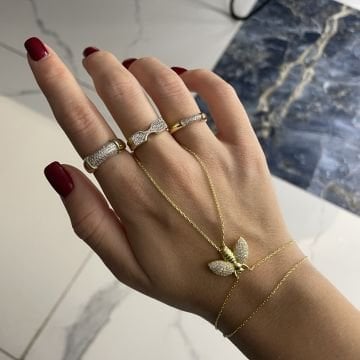 925 Ayar Gümüş İthal Taşlı Arı Şahmeran