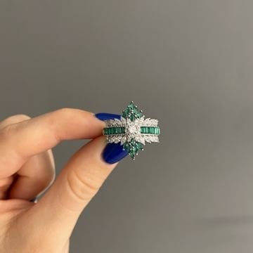 925 Ayar Gümüş İthal İşlemeli Yüzük Nelida