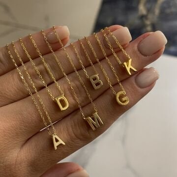 925 Ayar Gümüş Minimal Harf Kolye Marine