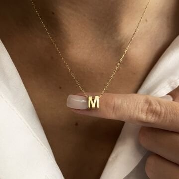 925 Ayar Gümüş Minimal Harf Kolye Marine