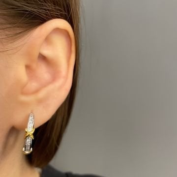 925 Ayar Gümüş İki Renkli Taşlı Tasarım Küpe Luxe