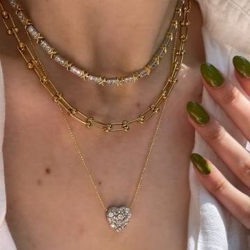 İki Renkli Swarovski Taşlı Choker Kolye Tifs