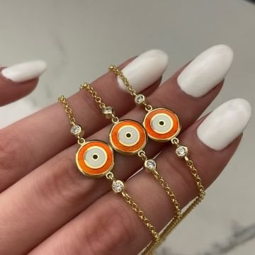 925 Ayar Gümüş Çift Taraflı Mineli Nazar Bileklik Mineto