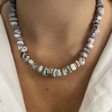 925 Ayar Gümüş Akik Taşlı Kolye Chokik