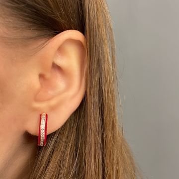 925 Ayar Gümüş Mineli Taşlı Halka Küpe