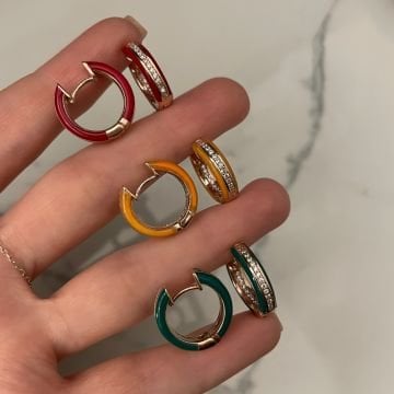 925 Ayar Gümüş Mineli Taşlı Halka Küpe