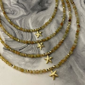 925 Ayar Gümüş Sitrin Taşlı Deniz Yıldızı Kolye Starfish