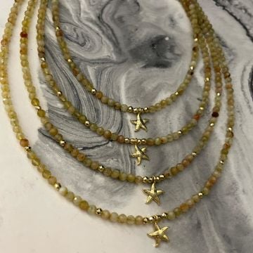 925 Ayar Gümüş Sitrin Taşlı Deniz Yıldızı Kolye Starfish