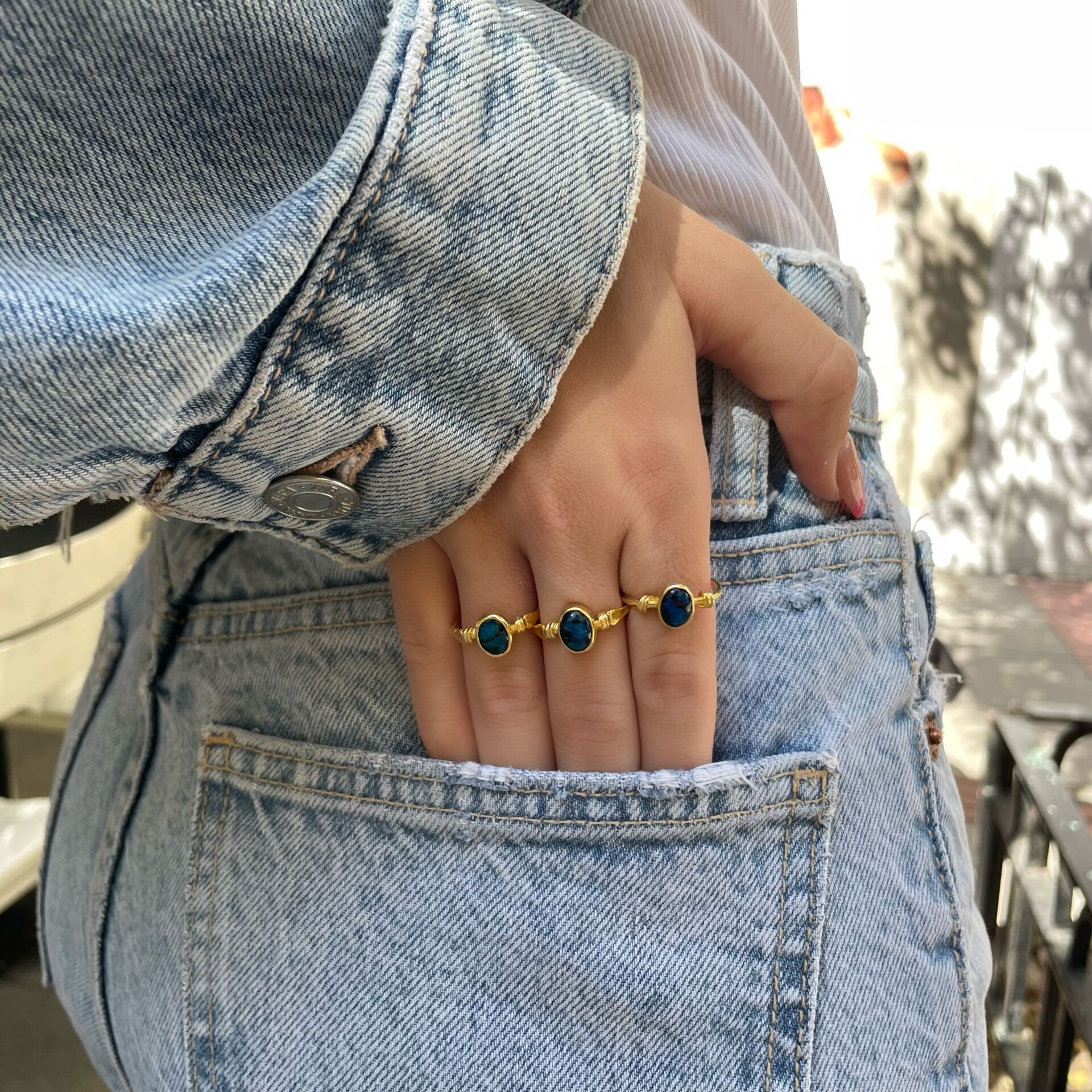 925 Ayar Gümüş Okyanus Sedefi Taşlı Yüzük Ocean