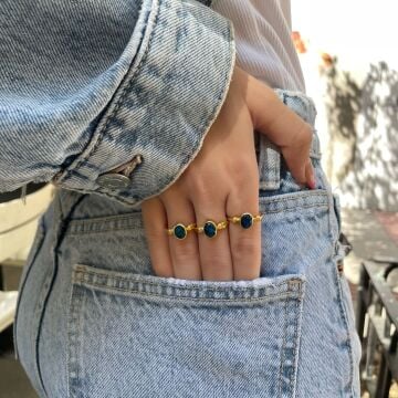 925 Ayar Gümüş Okyanus Sedefi Taşlı Yüzük Ocean