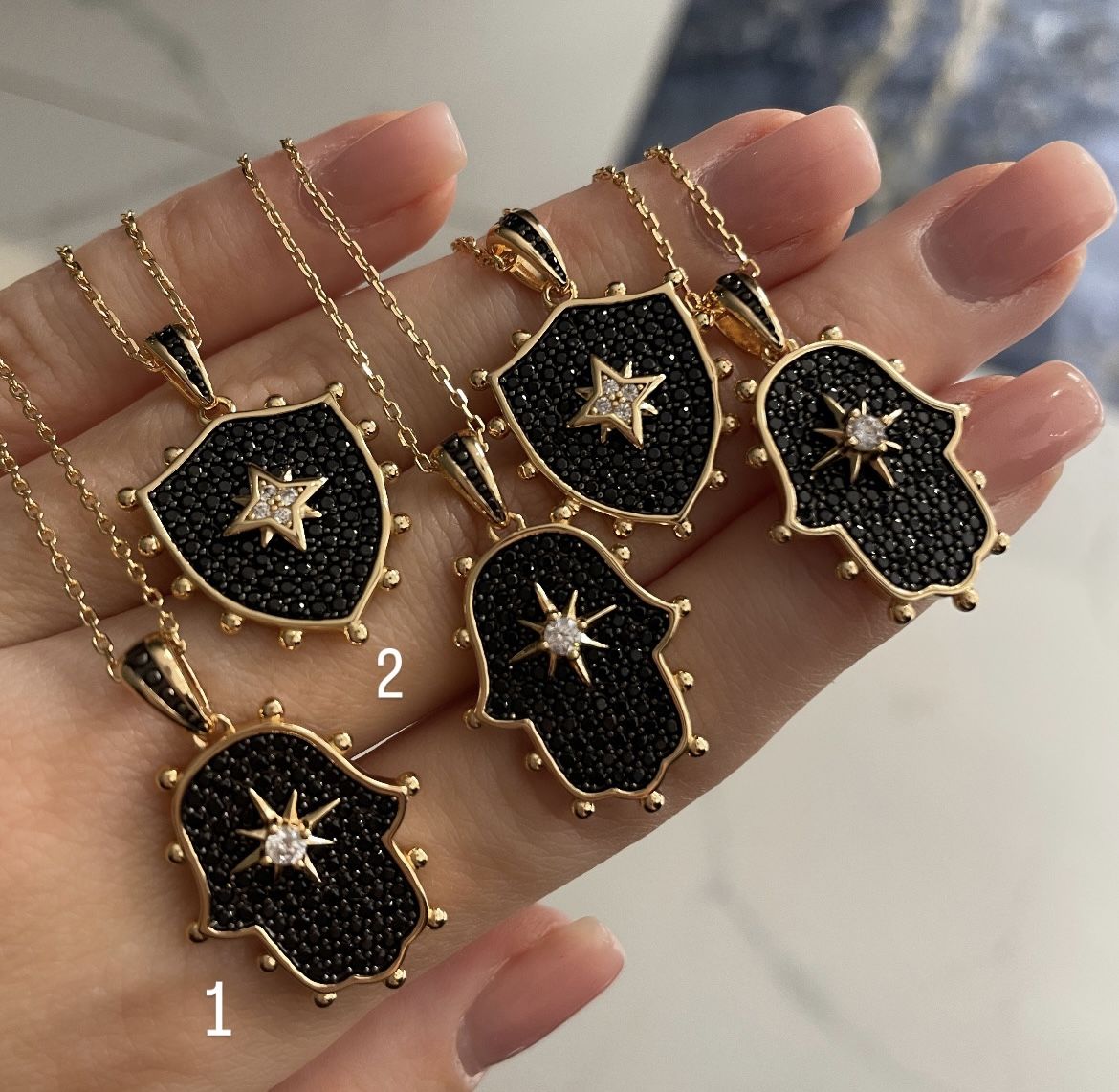 925 Ayar Gümüş İthal Oniks Taşlı Tasarım Kolye